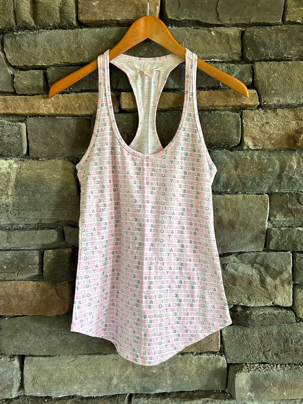 Victorias Secret PINK Vintage Y2K Spellout Letter Coquette Pink Racerback Tank